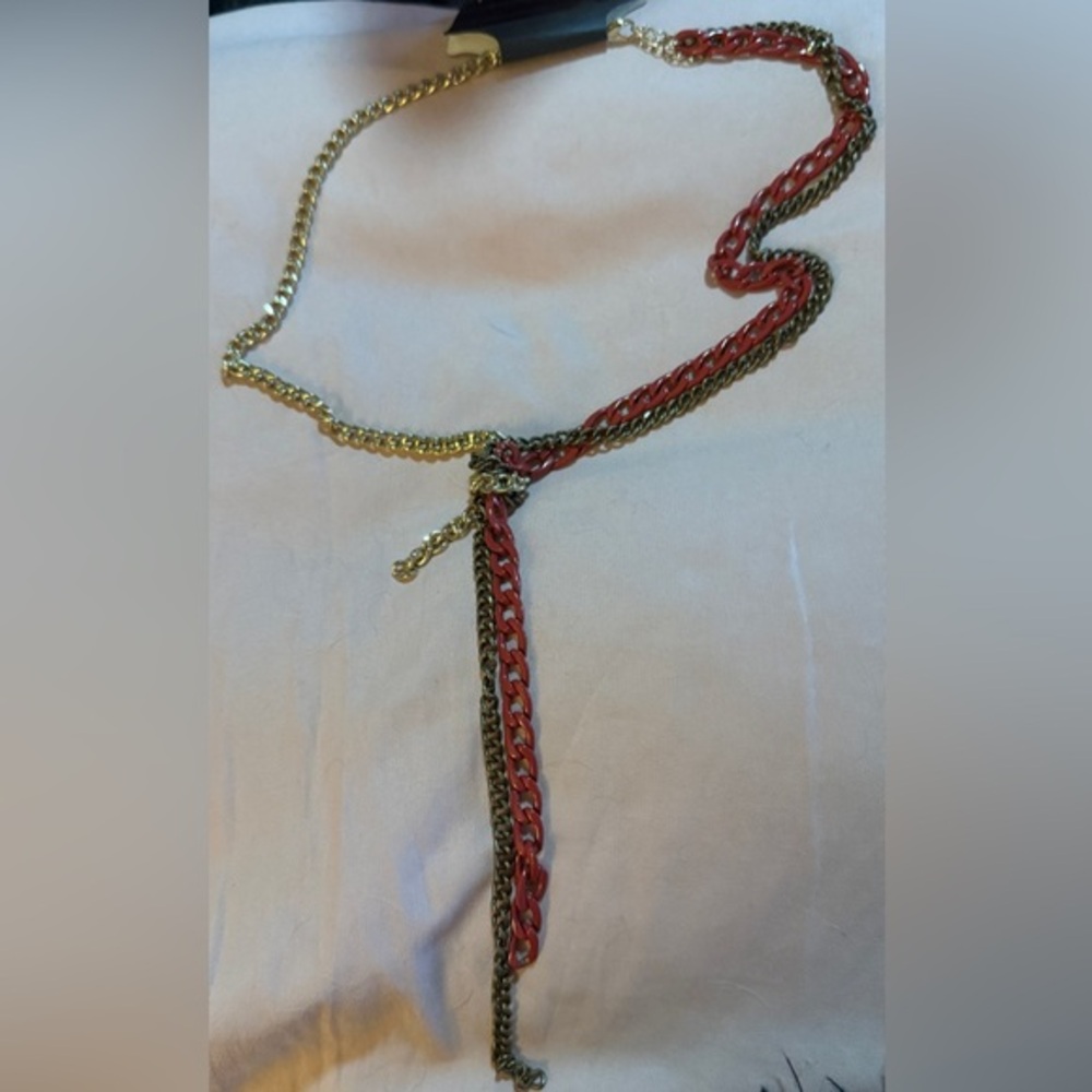 Gold and Red Chain Necklace